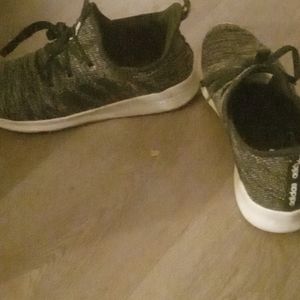 Pr of addidas size 10 memory foam cloth shoes charcoal/grey